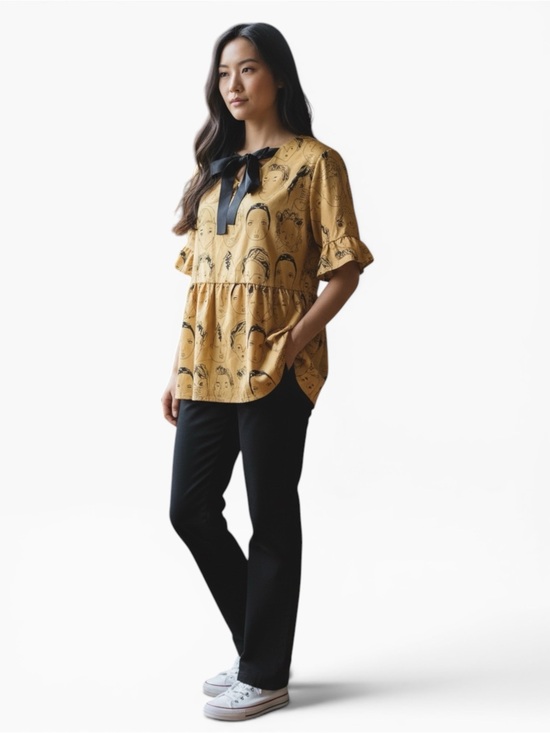 Korean Tops - Cartoon Face Korean Style Harajuku Oversized Top XL